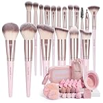 MAANGE 37 Pcs Makeup Brush Set Premium Synthetic Make Up Brushes Foundation Eye Shadow Powder Concealers Brushes Set for Beginners Professional Makeup Tool Set (Pink)