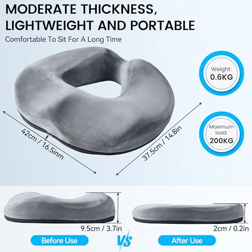WUFANC Hämorrhoiden Sitzkissen, Donut Kissen aus Memory Foam, Abnehmbar Ergonomisches Sitzkissen, Sitzring Steißbein Entlastung, Sitzring Nach Op für Bürostuhl, Rollstühle, Autositze