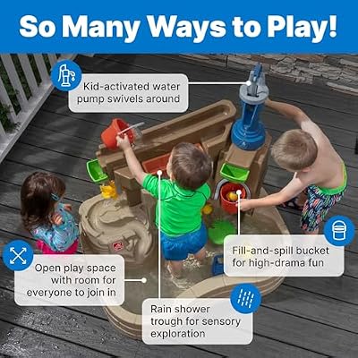 Step 2 Pump & Splash Discovery Pond Water Table, Kids Water Sensory Activity Pool, Summer Outdoor Toys, 10 Piece Toy Accessories, For Toddlers 2+ Years Old