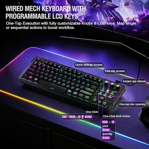 Image of Mechanical Keyboard with Full-Key Programmable, Macro Pad Stream Controller Deck with Screen & Knob, Gasket Gaming Streaming Shortcut Keypad, Wired, Hot Swappable, RGB Backlight for PC Mac