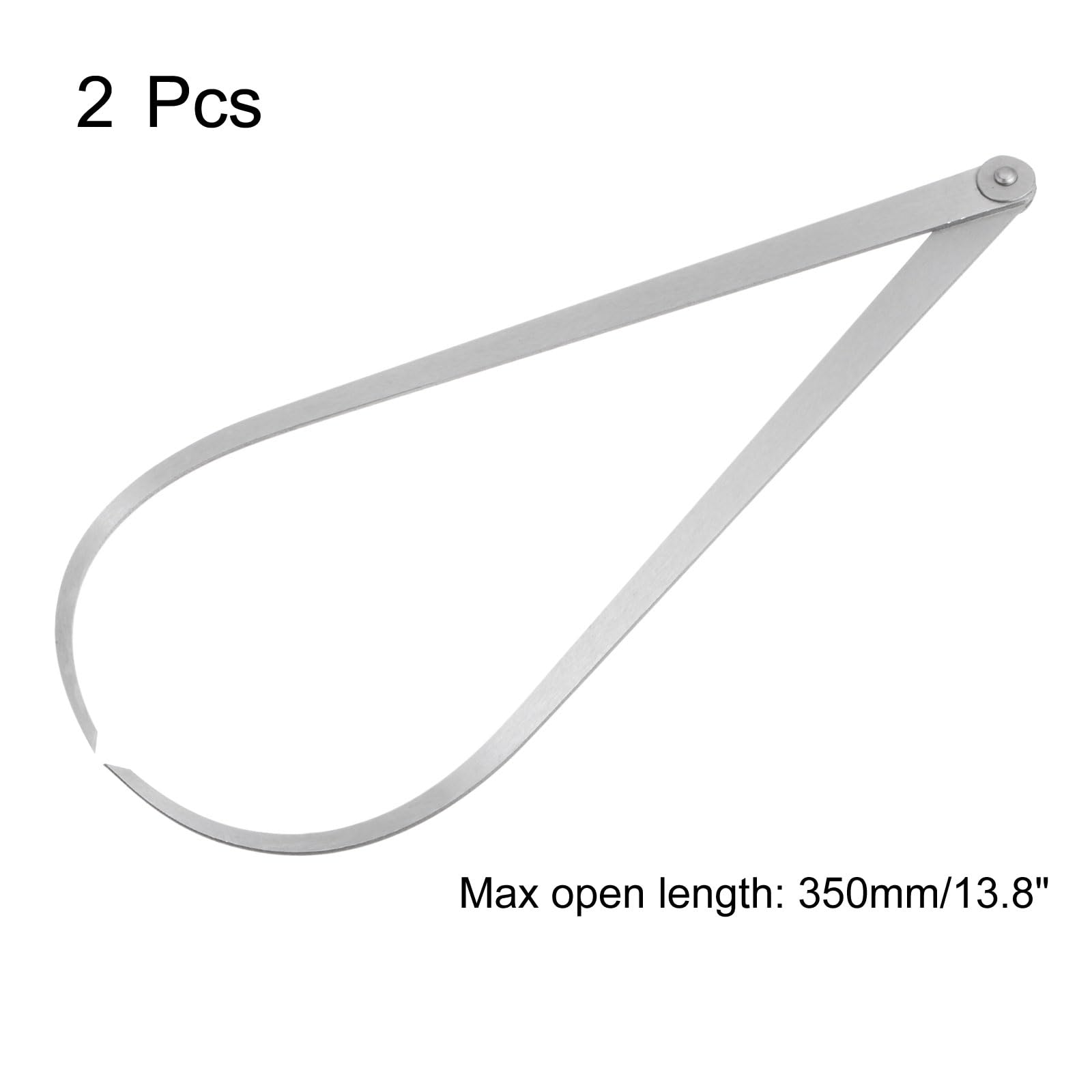 sourcing map Lot de 2 étrier à coulisse extérieur à joint ferme 350 mm en acier à friction ferme Outil de mesure interne pour sculpter et modeler Argenté