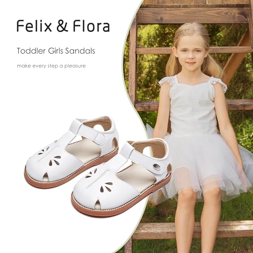 Image of Felix & Flora Toddler Girls Sandals Soft Rubber Princess Flat Shoes Flower Girl Shoes