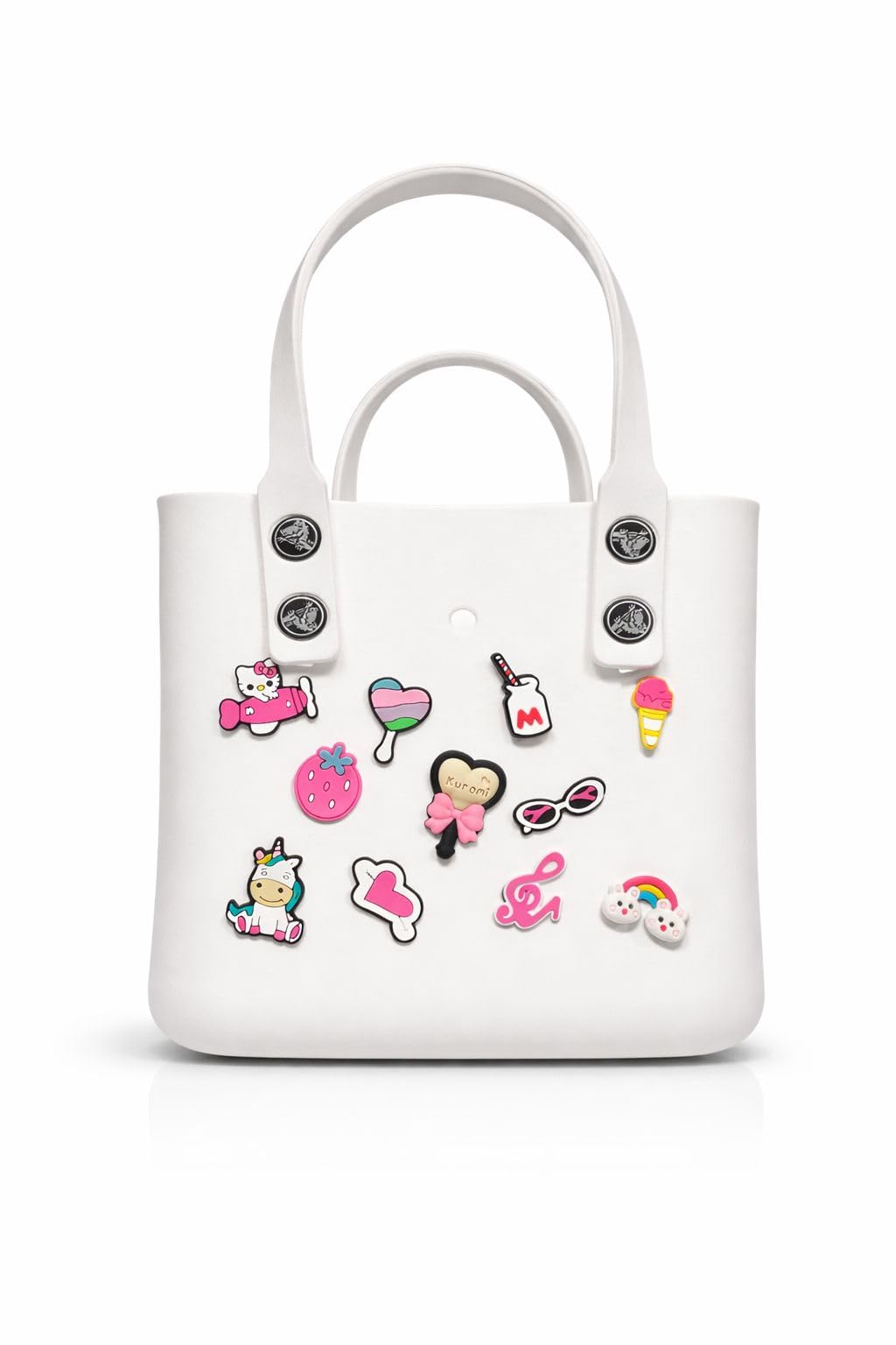 Bag Kids Beach Tote, Perforated Design with Charms Holes, Waterproof Washable Bag for Beach, Pool and Travel