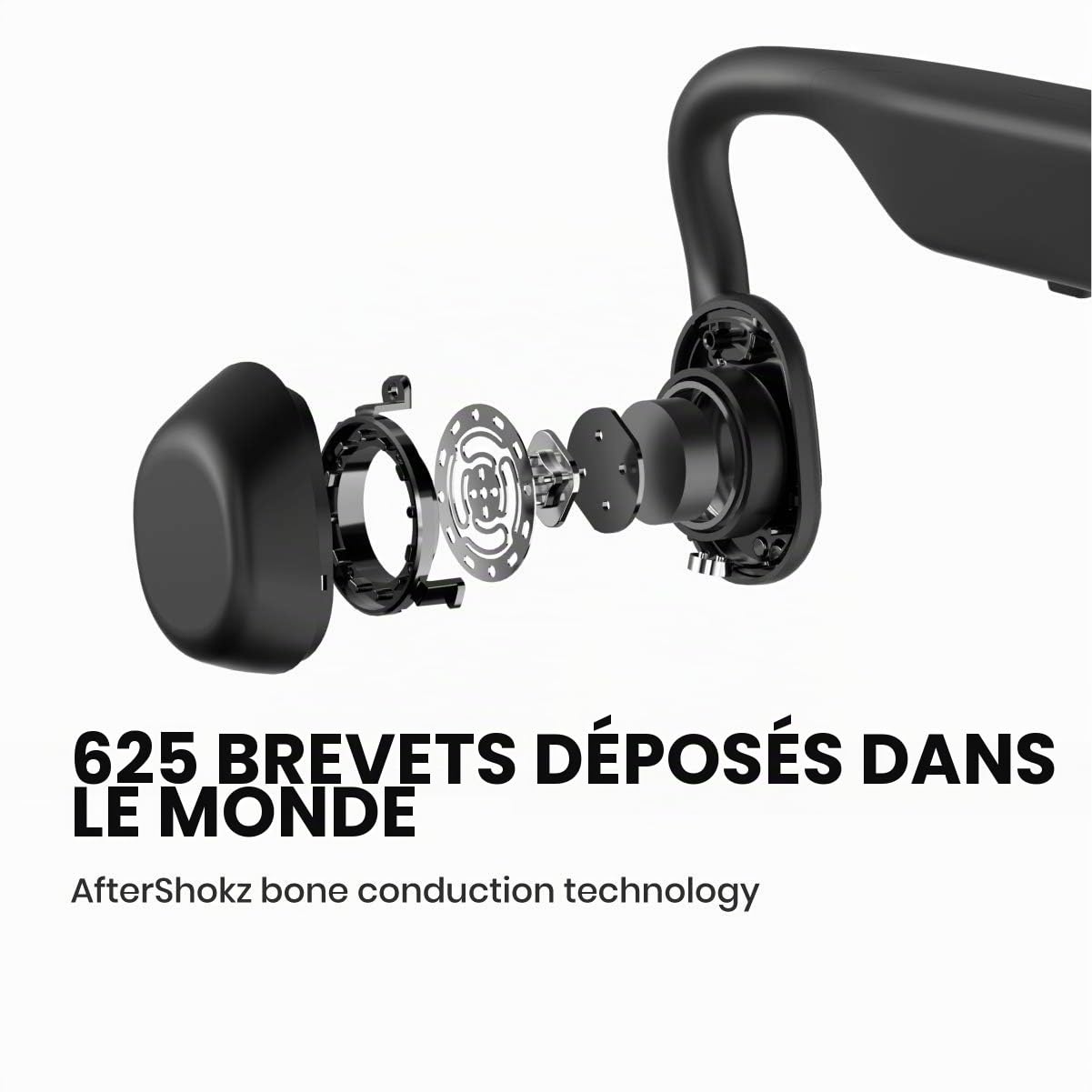 Aftershokz OpenMove Casque Conduction Osseuse à Oreilles Libres, Écouteurs Bluetooth Sport sans Fil avec Micro,Bluetooth 5.0, 6h d’Autonomie, Parfait pour Course, Jogging, Yoga-Gris
