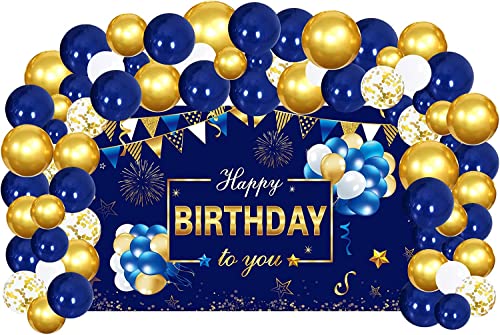 Navy Blau Geburtstagsdeko Party Deko Set Luftballons Dekoration Geburtstag ZubehöR Happy Birthday Girlande Ballon Frauen Männer Ballongirlande Konfetti Banner Mann Balonen Accessoires Cover