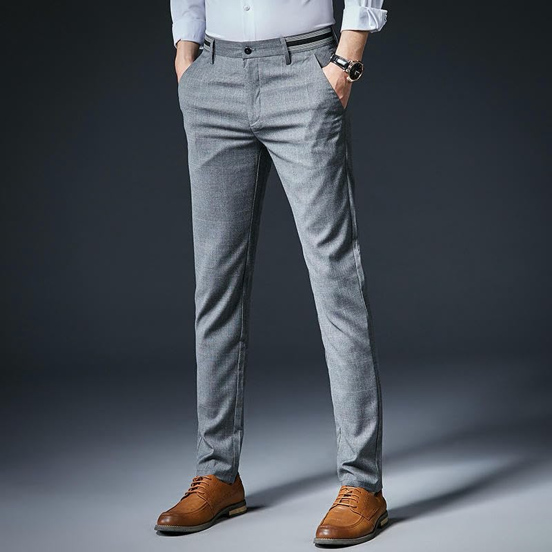 Men's Spring Summer Slim Fit Plaid Elastic Casual Pants4