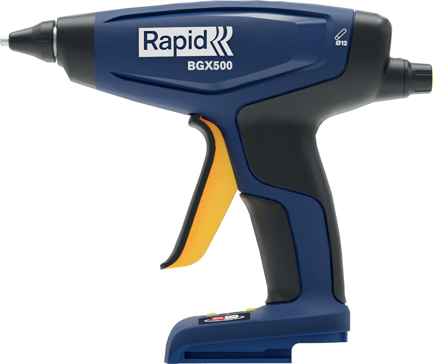 RAPID BGX500 Pistolet à Colle Chaude Professionnel Sans Fil, Chauffe Rapide 3 min, Régulateur de Débit, Voyants LED, Fonctionne avec Batterie 18V Bosch - (Non incluse) - 5001517
