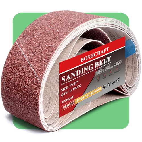 Boshcraft 21 Pack 3 x 21 Inch Sanding Belts, 3x21 Belt Sande...