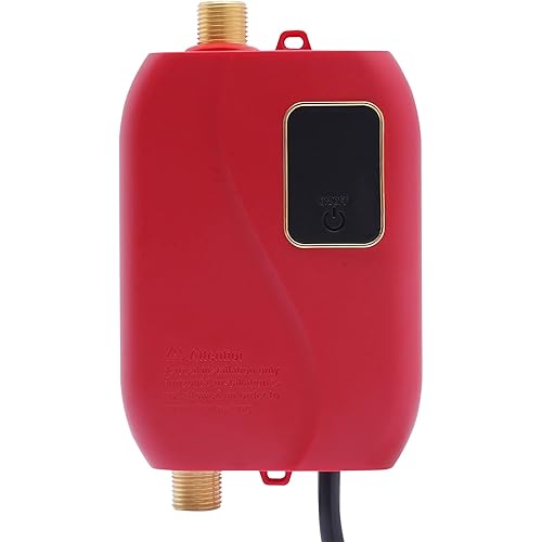 DHBREK Tankless Electric Water Heater 110V 3000W On Demand Endless Hot Water Heater For Home Kitchen Bathroom Constant Temperature Instant Hot Water Heater, Red