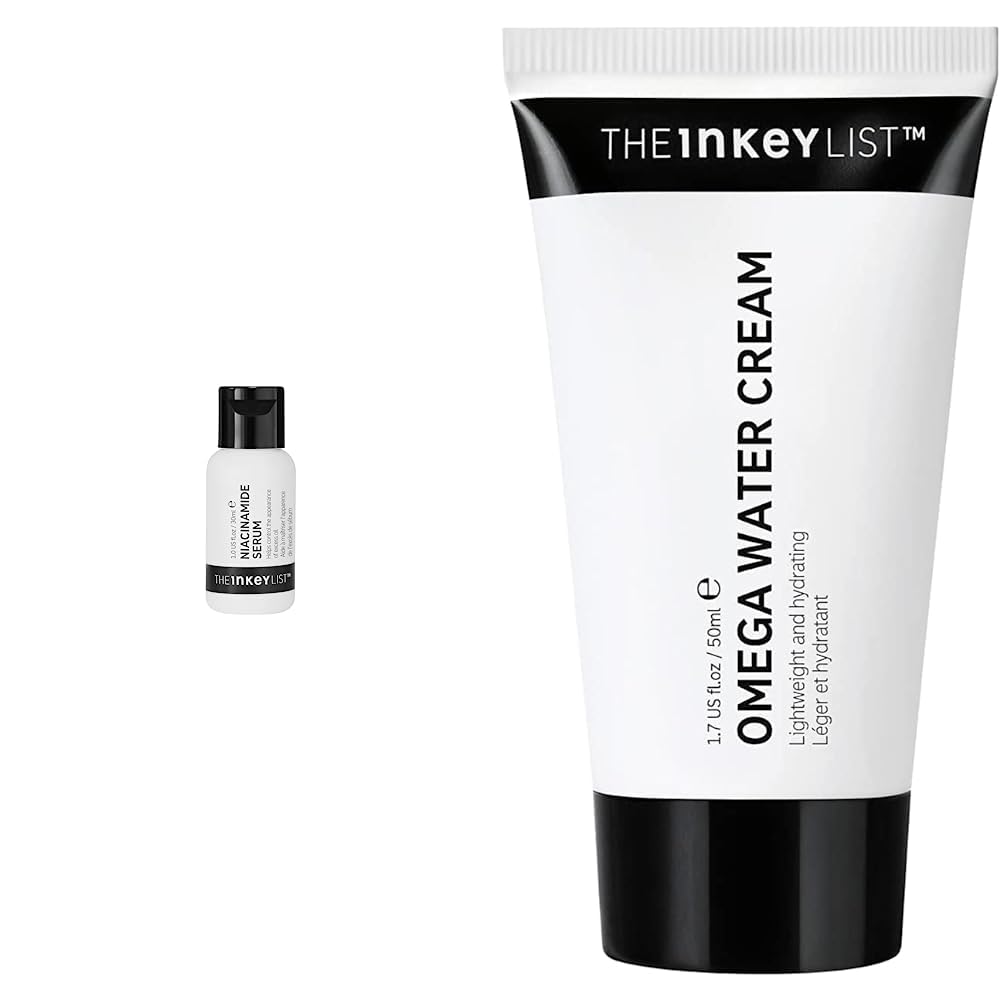 The INKEY List 10% Niacinamide Serum zur Kontrolle von überschüssigem Öl und Rötungen 30 ml & Omega Water Cream 50ml