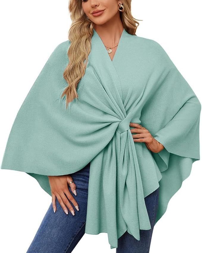 Consolidateh Sweater, Elegant Shawl Wraps Soft Open Front Sweater, Cross Front Knit Sweater for Office