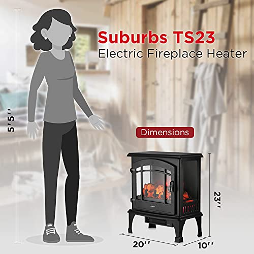 TURBRO Suburbs TS23 Electric Fireplace Heater, 23” FREESTANDING Fireplace Stove with Realistic Adjustable Flame Effect - CSA Certified - OVERHEATING Safety Protection - Remote Control - 1400W, Black by TURBRO - Image 5