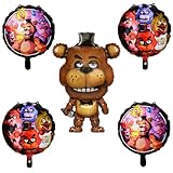 GeRRiT 5pc Birthday Party Foil Balloons For Five Nights at Freddy's Party Decorate Supplies For Five Nights at Freddy's