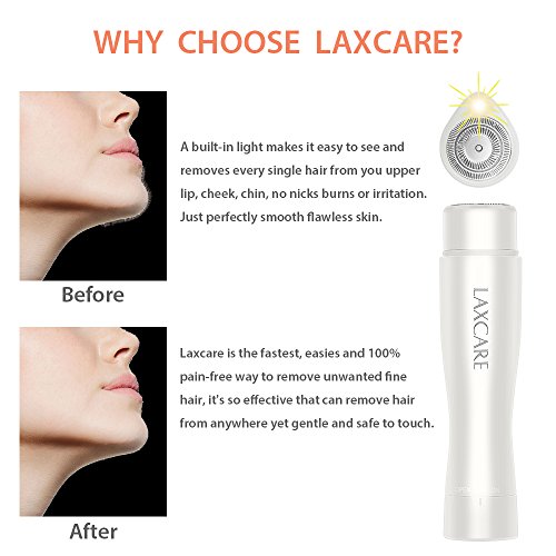Facial Hair Removal for Women, Laxcare Painless Perfect Hair Remover Waterproof with Built-in LED Light
