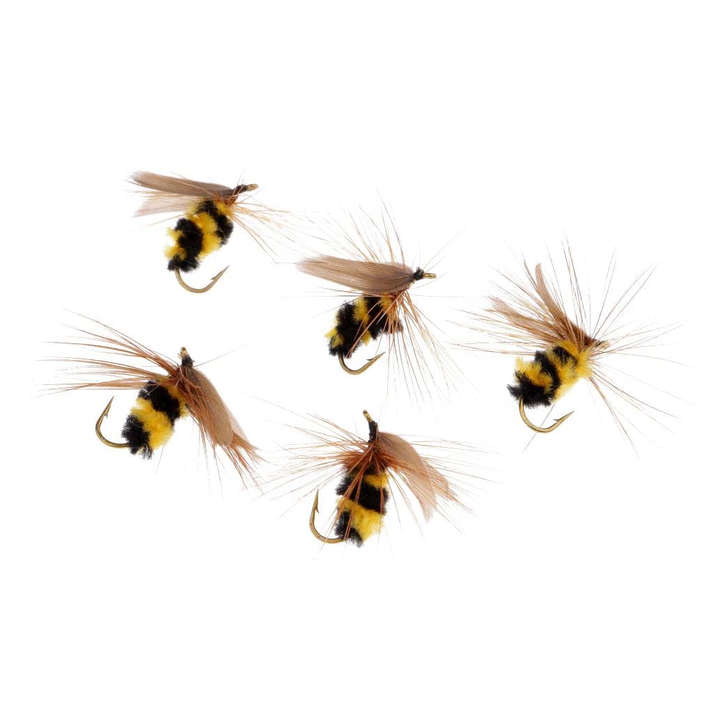 ATORSE® 5Pcs Bumble Bee Nymph Trout Flies Fly Fishing Hook Bionic Bee Insect Baits