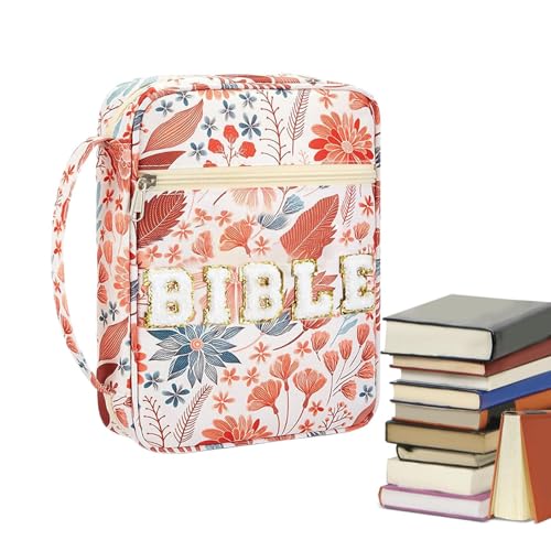 Astuccio porta bibbia con stampa floreale | portatile con cerniera grande, tasca protettiva per studi, trasporto in chiesa e viaggi all'aperto