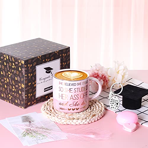 2023 Graduation And Congratulations Gifts For Her - Presents For College Nurse Graduated Women - She Believed She Could So She Did - Pink Marble Ceramic Coffee Mug 11 Oz #TOP2