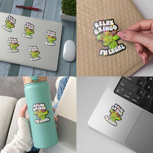 Image of 3 Pcs Relax Gringo Im Legal Sticker, Relax Gringo Im Legal Sticker for Car, Relax Gringo Calcomanias De Mexico Funny Immigrant Calcomanias Mexico Mexican Cactus Stickers for Truck Car Helmet (G1 HO)