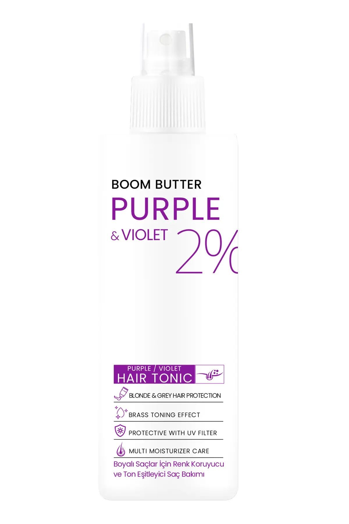 BOOM BUTTER Renk ve Saç Yapısını Koruyucu Purple Mor Saç Toniği 150ML