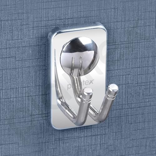 Image of Plantex Robe Hook /Hanging Hooks for Bathroom /Hooks for Wall /Bathroom Accessories - (Metro, Chrome)
