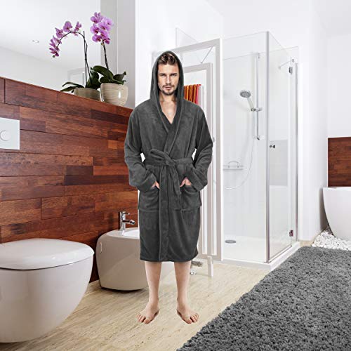 Image of NY Threads Mens Hooded Robe - Plush Long Bathrobes for Men