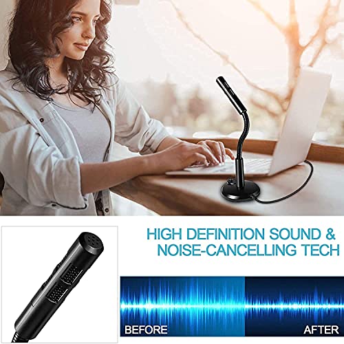 Image of USB Desktop Microphone with Plug & Play USB Connection, Gooseneck Condenser Mic with On /Off Switch & Stable Base for PC, Laptop, Online Meetings, Streaming, Voice Recording