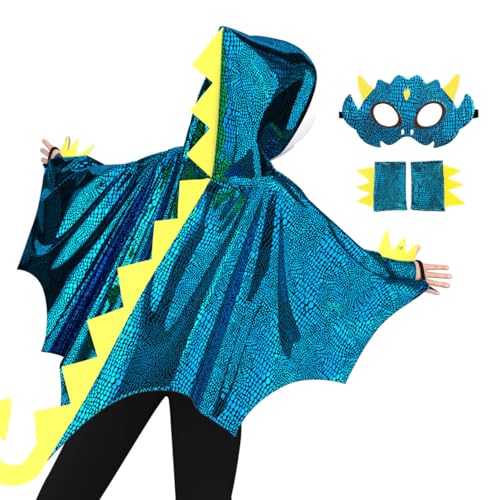 iROLEWIN Dragon-Wings-Costume for Kids Toddler Dress-Up Halloween Costumes as Boys Dinosaur-Cape Mask Gloves Birthday Gifts