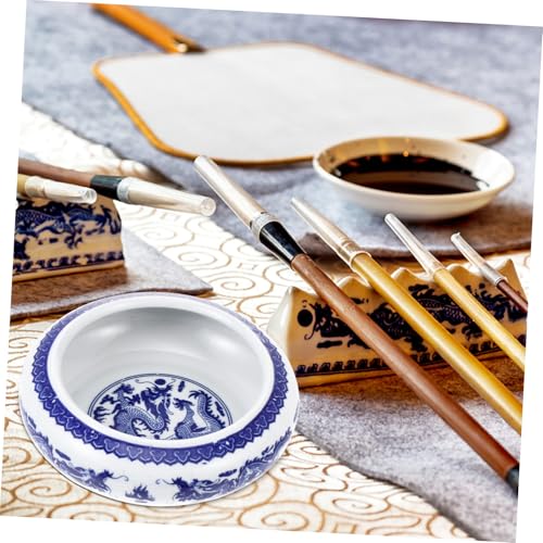 HIAKDOFT Porcelain Ink Saucer Ceramic Ink Water Dish for Calligraphy and Sumi Painting with Practical Design for Artists and Calligraphy Enthusiasts