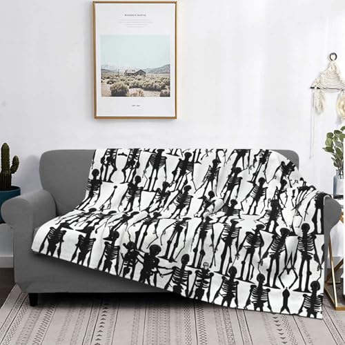 Couverture de lit imprimé crâne floral noir en microfibre douce et légère - 5