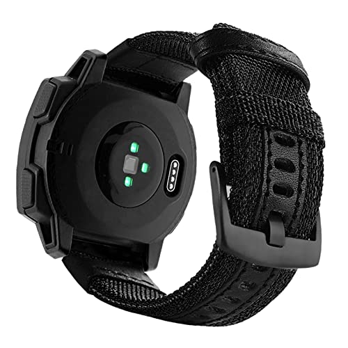 YOOSIDE 22mm Nylon Military Style Watch Strap for Garmin Instinct 3 45mm / Instinct 2 Solar/Crossover/Tide/Esports (Black)
