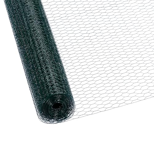 CCLIFE Hühnerzaun Geflügelnetz , Maschenweite 45 mm , Höhe 100 cm , Länge 15/25/50 m , PVC-Beschichtet Grün