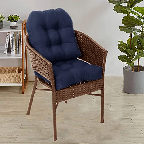 Pack Of 2 Outdoor Indoor Tufted Seat Cushions, 18.9" X 18.9" U-Shape Cushions For Wicker Chair Seat,Patio Cushions, Furniture Dinning Chair Pad (Navy Blue) #TOP3