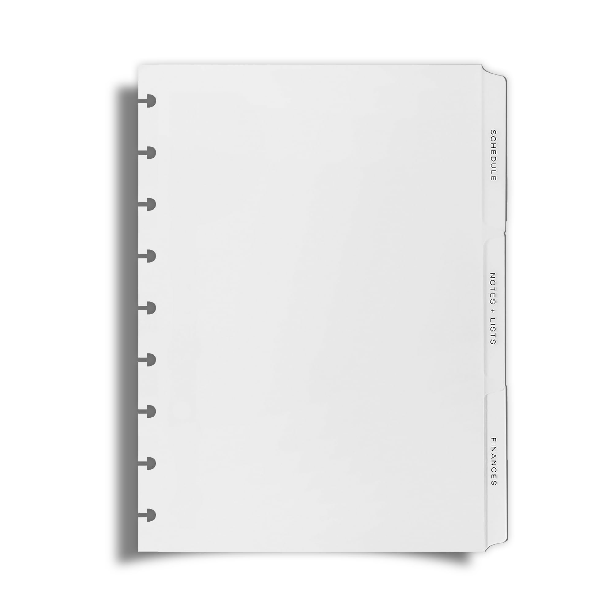 Cloth & Paper The Essentials Side Tab Planner Dividers | HP Classic Size 7" x 9.25" | 3-Pack Matte Frosted Plastic | Black Foil Tabs: Schedule, Notes