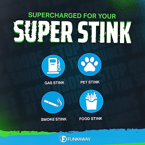 Image of FunkAway Supercharged Car Deodorizer Gel (4.5 oz - 8 Pack) Lasts Up to 30 Days, Car Air Freshener and Odor Eliminator for SUVs, Trucks and RVs, Odor Absorber that Attacks Funk at the Source