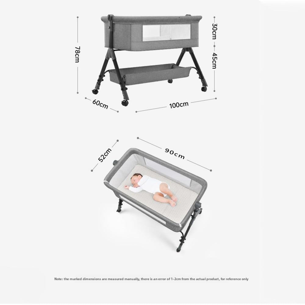 Culla da Comodino 3 in 1 da Viaggio con Rete Traspirante | Colore cachi, letto portatile regolabile, ideale per neonati e bambini