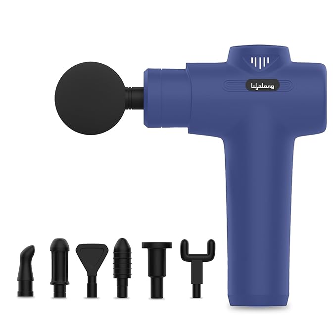 Buy Lifelong Gun Massager for Pain Relief – Massage Gun Machine for Fully Body – Gun Massager Rechargeable with 6 Speed Setting for Muscle Massage of Back, Neck, Shoulder, Hand, Foot & Leg for daily use at Rs. 999