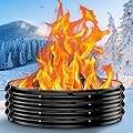 Fire Pit Ring for Outside - 48IN Heavy Duty Round Wood Burning Outdoor Fireplaces,High Heat Resistant,12''Raised,Galvanized Steel Firepit Portable for Camping,Bonfire,Backyard,Beach,Patio