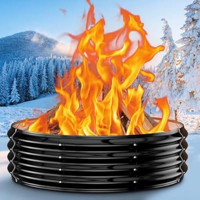 60IN Heavy Duty Fire Pit Ring for Outside - Large Wood Burning Fire Pits&Outdoor Fireplace,High Heat Resistant,12''Raised,Galvanized Steel Bonfire Pit Portable for Camping,Backyard,Patio