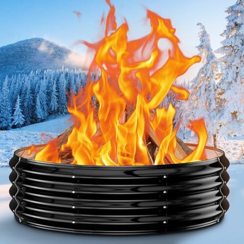 60IN Heavy Duty Fire Pit Ring for Outside - Large Wood Burning Fire Pits&Outdoor Fireplace,High Heat Resistant,12