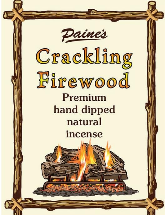 20 Sticks 11 Long Hand Dipped Natural Incense by Paines Made in USA (Crackling Firewood)