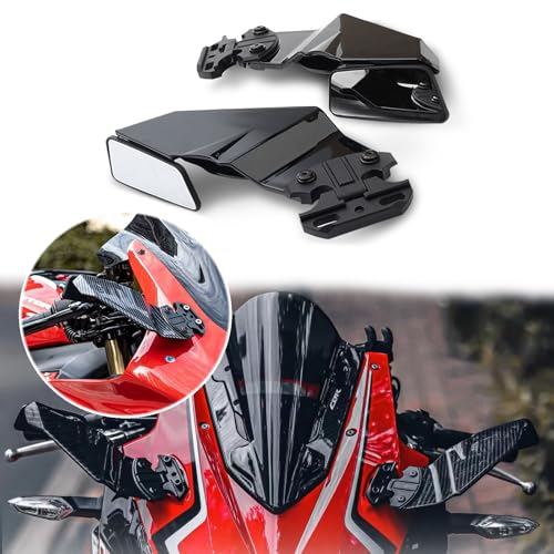 HUANGCJCJ For CBR650R CBR1000RR 2025 2024 オートバイ用 目に見えないウィングレットミラーキット 調節可能なバックミラー ウィングリフレクター スポイラー バックミラー cbr650r cbr1000rr 2016-
