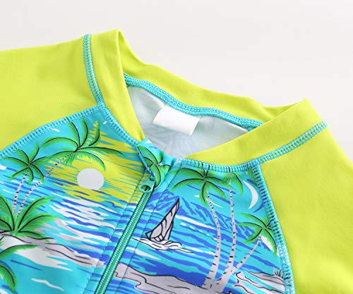 Image of Girls Rash Guard Long Sleeve One Piece Swimsuits Stripes Zipper Bathing Suits UPF 50+ /Sun Protection