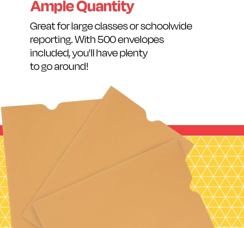 School Smart Report Card Envelope, 28 lb, 6 x 9 Inches, Kraft, Pack of 500