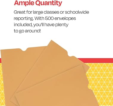 School Smart Report Card Envelope, 28 lb, 6 x 9 Inches, Kraft, Pack of 500