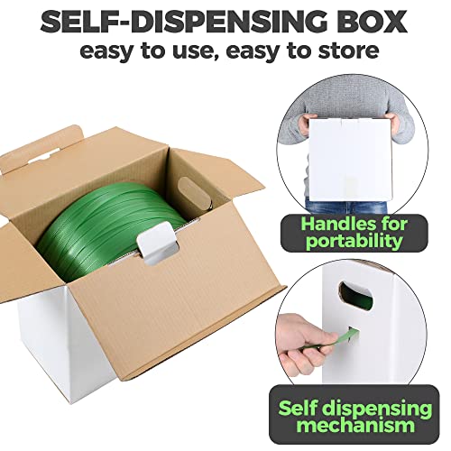 Storage Standard PETS1KGRWB Heavy Duty Packaging Strapping Banding Roll - Green Polyester Pet Industrial-Grade, 1000' X 5/8 Inch X 0.035 Inch Pallet Strap Coil thumb #1