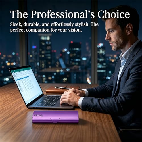 Image of Philley Aluminum Ultra-Light Eyeglasses Case Hard Shell Nearsighted Glasses Case for Women & Men