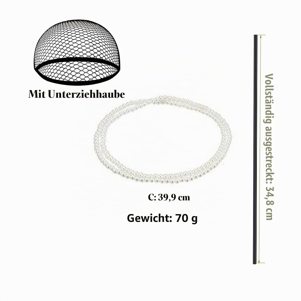 6 Stück Kurze Schwarze und weiße Perücke mit Faux Schal Zubehör