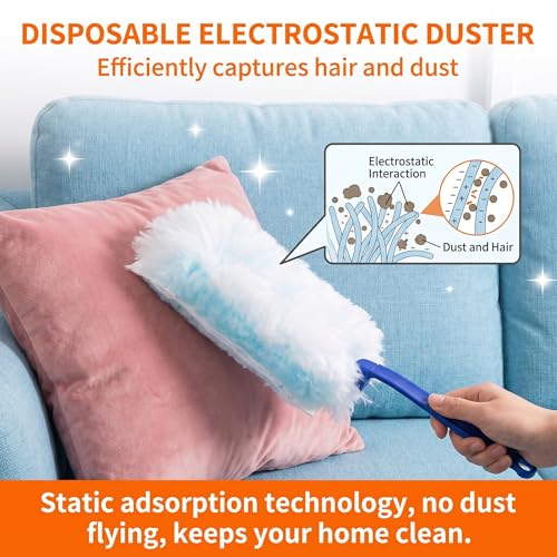 Image of Dusters Refills 40 Count 360Double-Sided 4X Microfibers Disposable Dusting Pads Compatible with Swiffer Duster Refill for Blinds Ceiling Fans Furniture Multi-Surface Dusting(Blue)