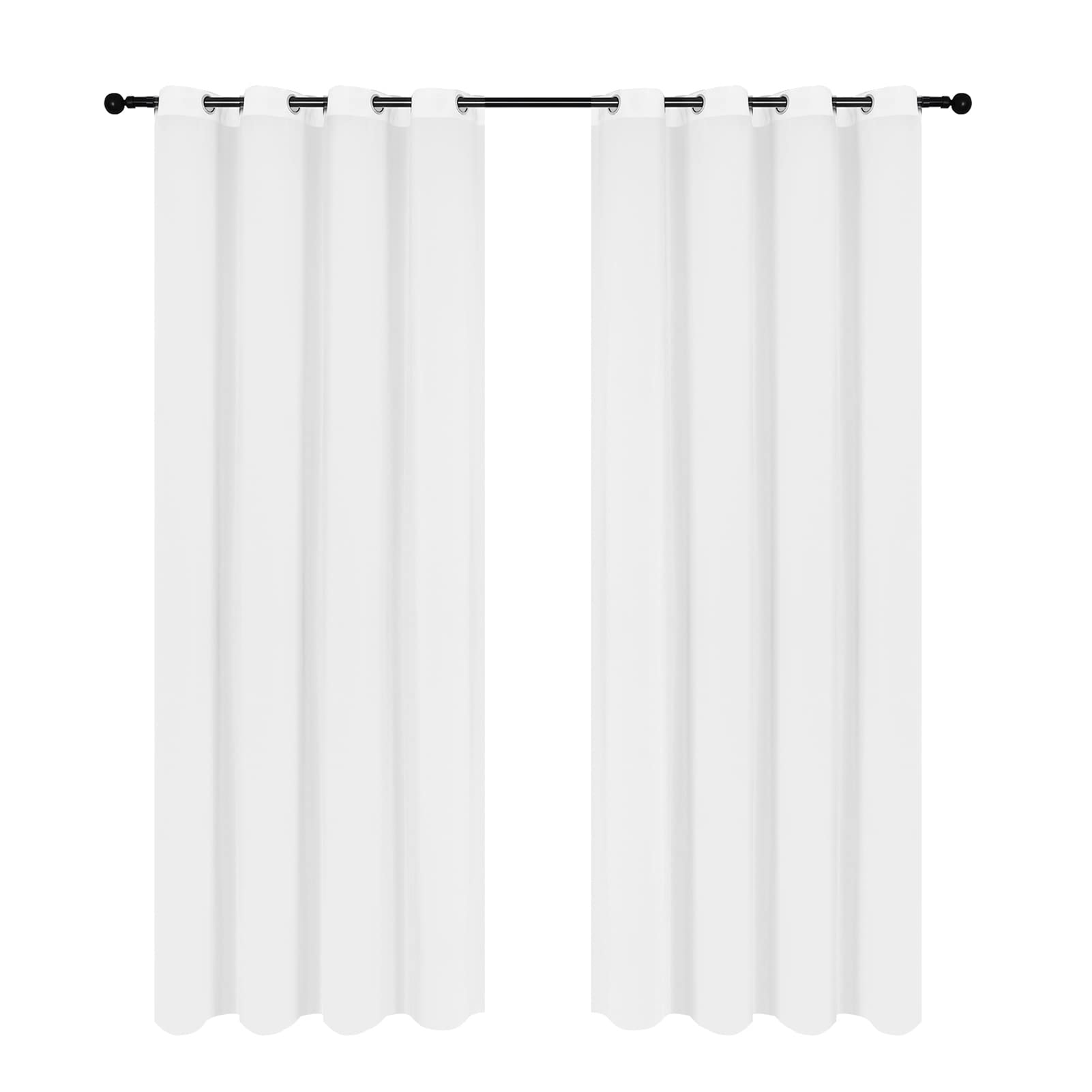 Moobody 2PCS 225 * 140cm Solid Color Curtains Polyester Fiber Grommet Light Filtering Casual Textured Privacy Curtains for Bedroom Living Room