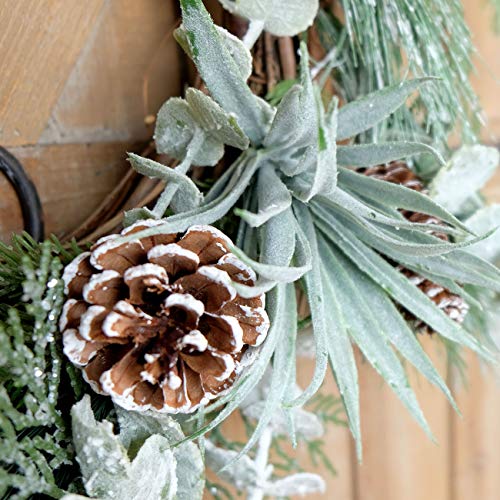 Idyllic 22 Inches Greenery Wreath Snowy Pine Cone Grapevine Wreath Artificial Winter Garlands For Front Door Indoor Wall Decor For Home Office Decoration With Floral Swags And Pine Branches #TOP7